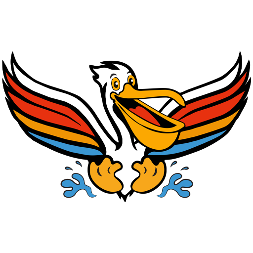 Pelican Pools logo featuring a colorful pelican with outstretched wings and water elements, representing professional pool assessment services for homebuyers.