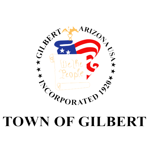 Seal of the Town of Gilbert, Arizona, featuring an American flag and the text "We the People," symbolizing local governance and community.